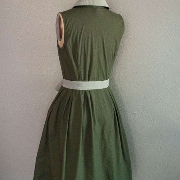Jones & Co Sleeveless Olive Shirt Dress - Picture 5 of 5